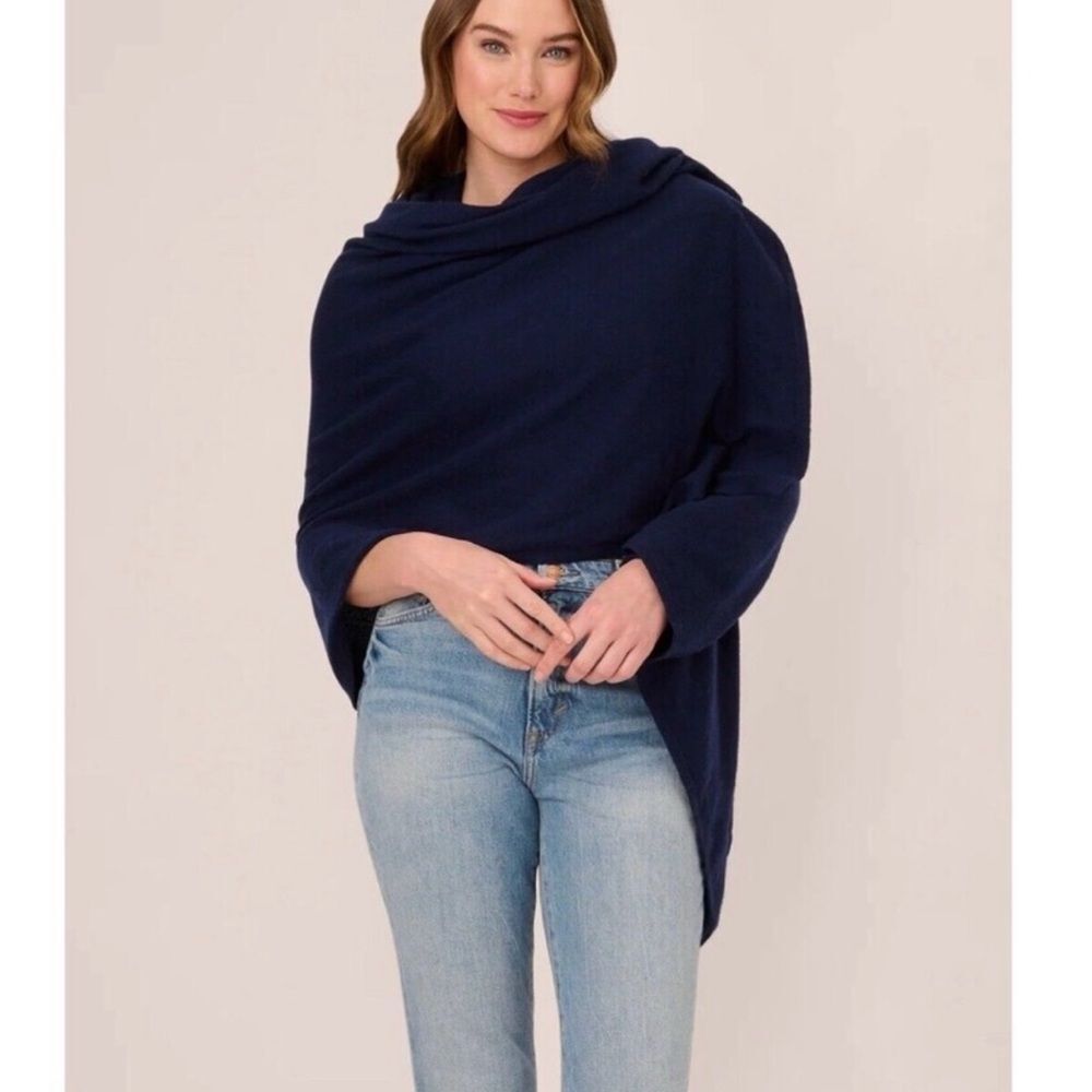 Adrianna Papell Cashmere Wool Blend Shrug Blue XS/S